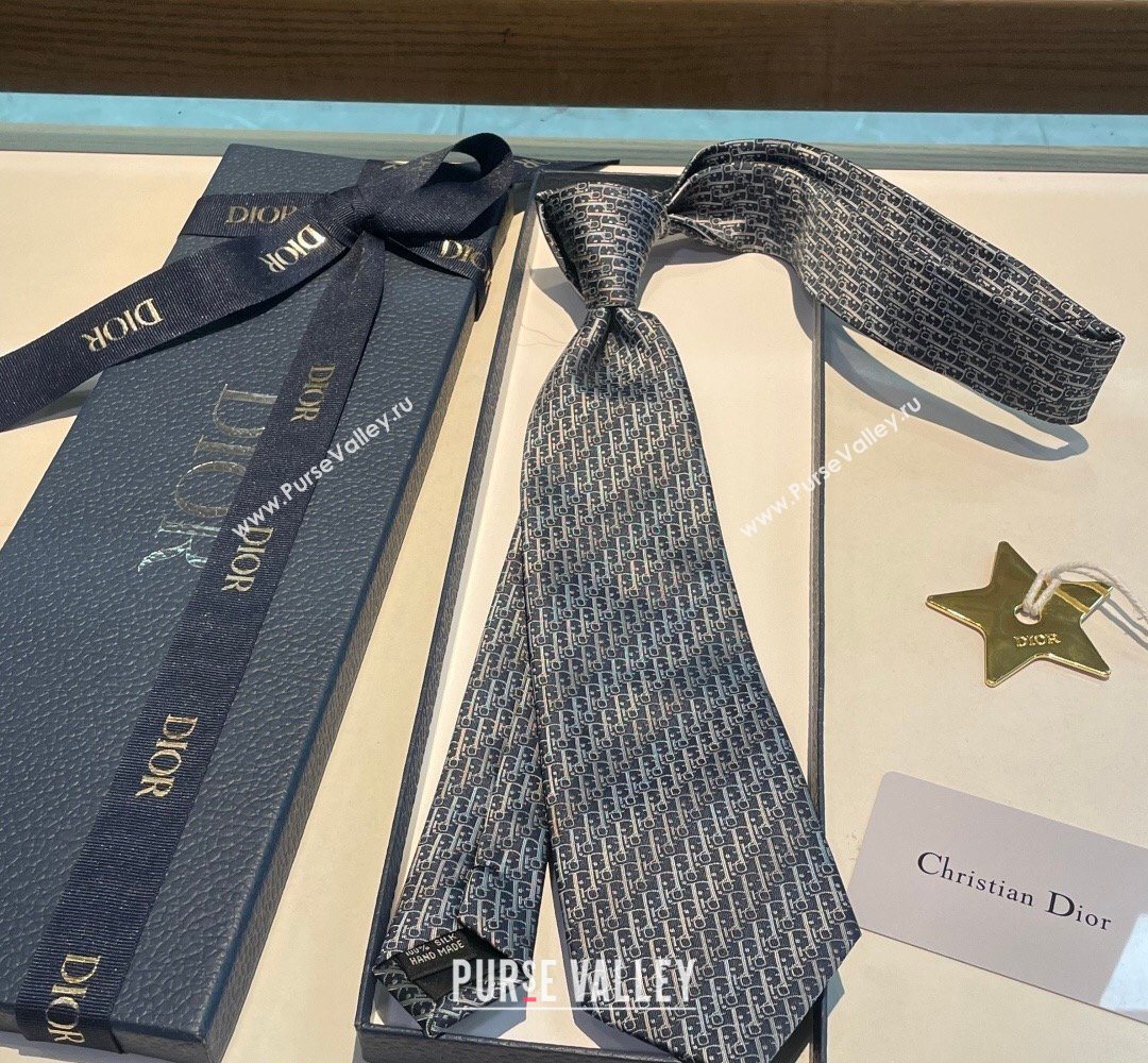 Dior Oblique Trio Silk Tie Blue 2026 0319 (XMN-260319105)