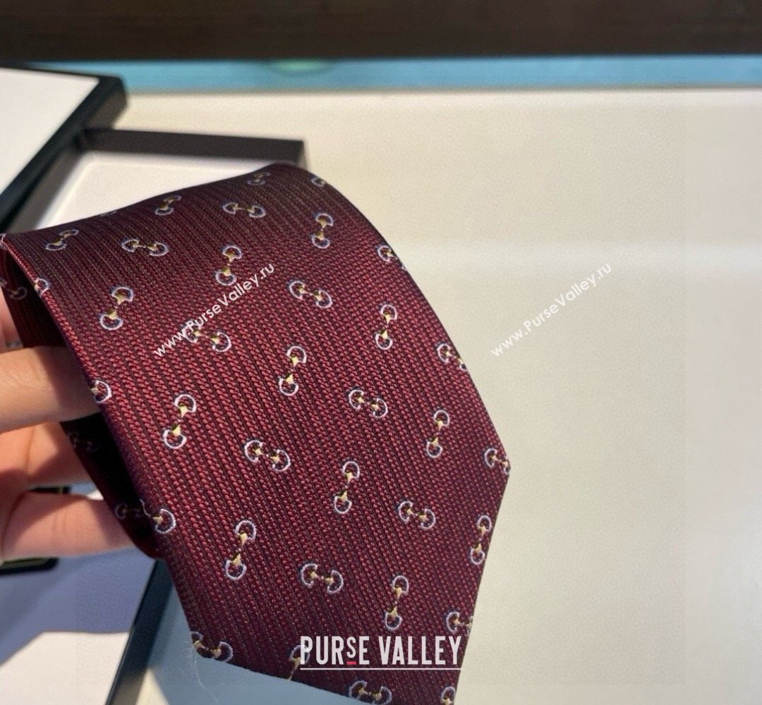Gucci Silk Tie with Horsebit Embroidery Red 2026 0319 (XMN-260319107)