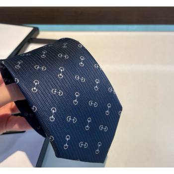 Gucci Silk Tie with Horsebit Embroidery Blue 2026 0319 (XMN-260319108)