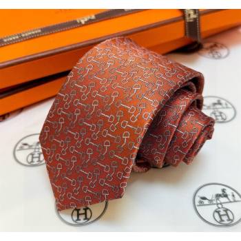 Hermes Tie 7 H au Maillon Silk Tie Orange 2026 0319 (XMN-260319111)