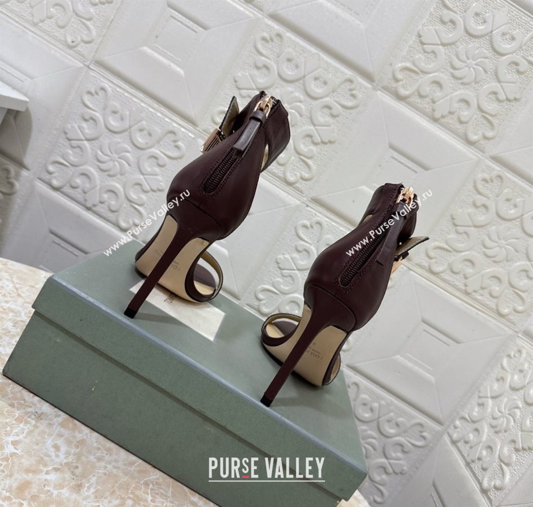 Tom Ford Padlock Heel Sandals 10.5cm in Calfskin Leather Brown 2025 1028 (MD-251028041)