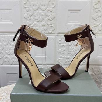 Tom Ford Padlock Heel Sandals 10.5cm in Calfskin Leather Brown 2025 1028 (MD-251028041)