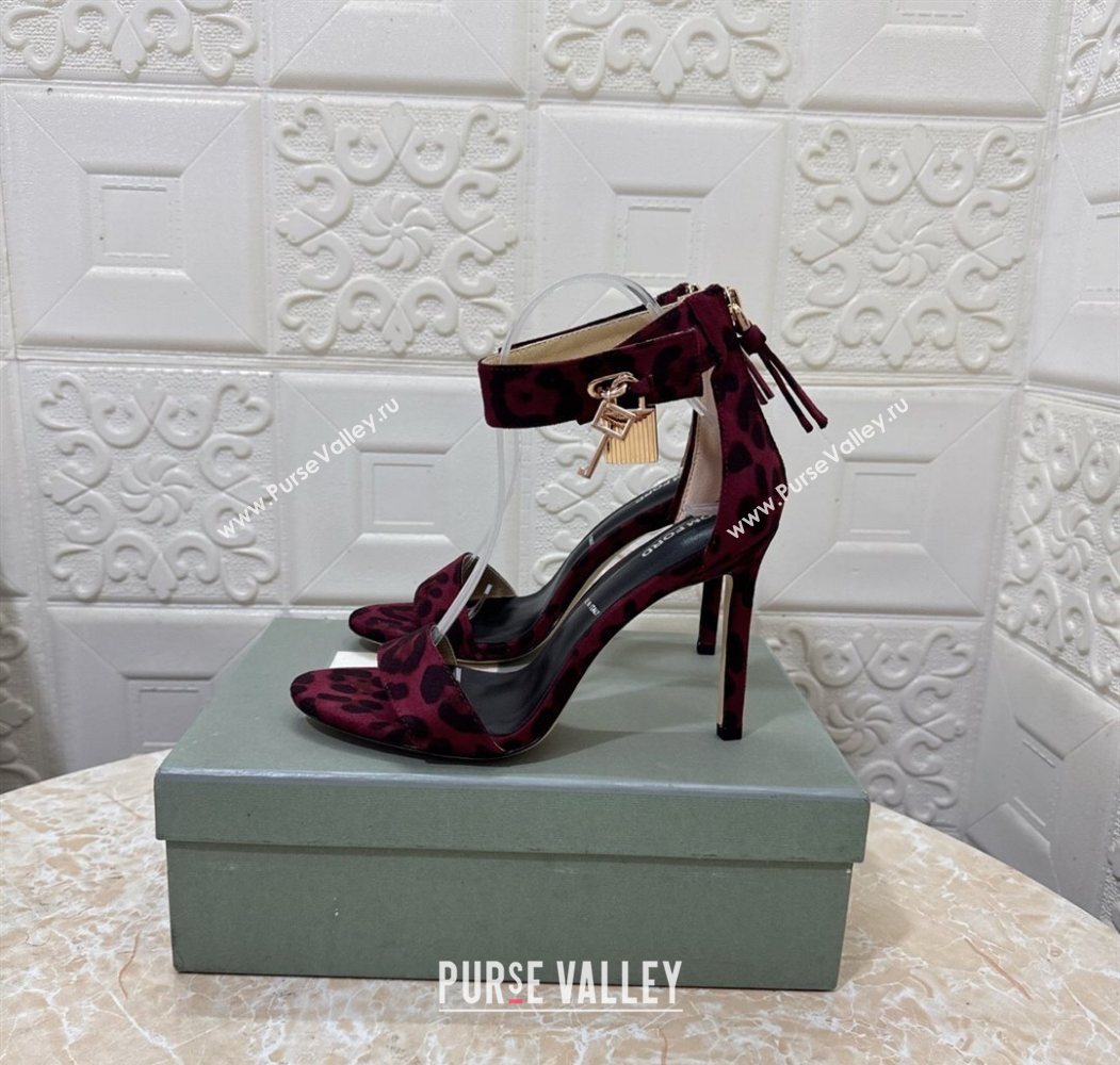 Tom Ford Padlock Heel Sandals 10.5cm in Leopard Print Red 2025 1028 (MD-251028042)