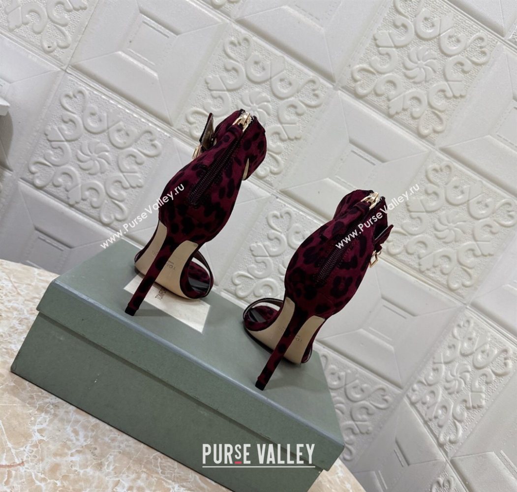 Tom Ford Padlock Heel Sandals 10.5cm in Leopard Print Red 2025 1028 (MD-251028042)