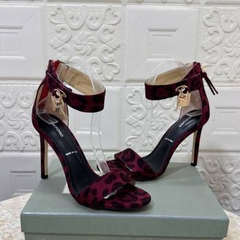 Tom Ford Padlock Heel Sandals 10.5cm in Leopard Print Red 2025 1028 (MD-251028042)