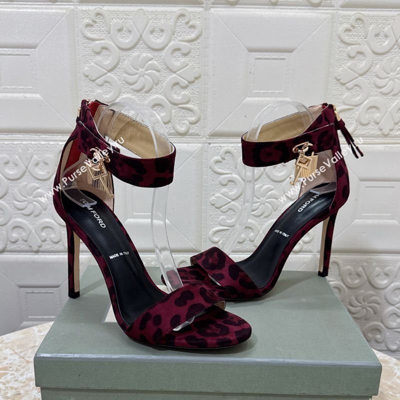 Tom Ford Padlock Heel Sandals 10.5cm in Leopard Print Red 2025 1028 (MD-251028042)