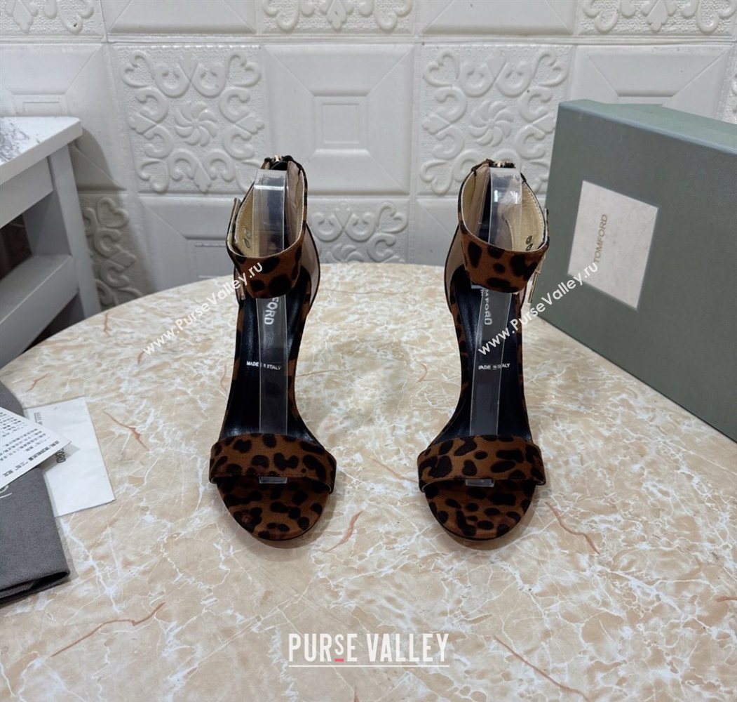Tom Ford Padlock Heel Sandals 10.5cm in Leopard Print Beige 2025 1028 (MD-251028043)