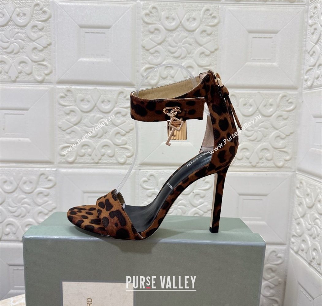Tom Ford Padlock Heel Sandals 10.5cm in Leopard Print Beige 2025 1028 (MD-251028043)