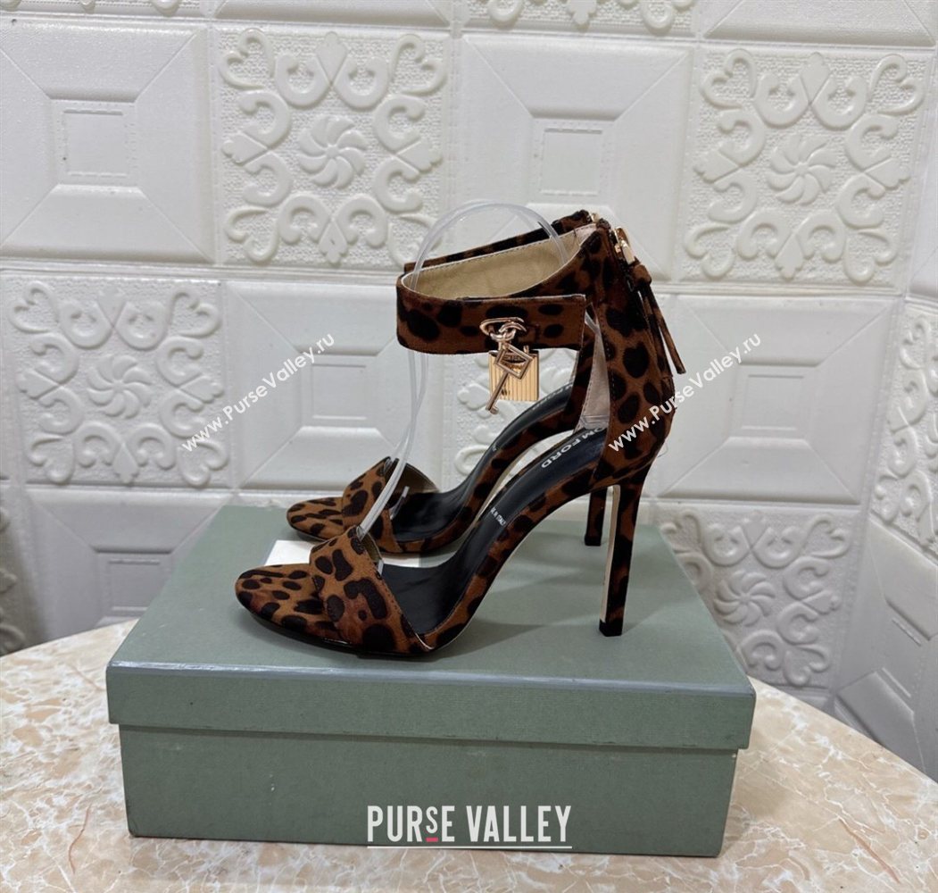 Tom Ford Padlock Heel Sandals 10.5cm in Leopard Print Beige 2025 1028 (MD-251028043)
