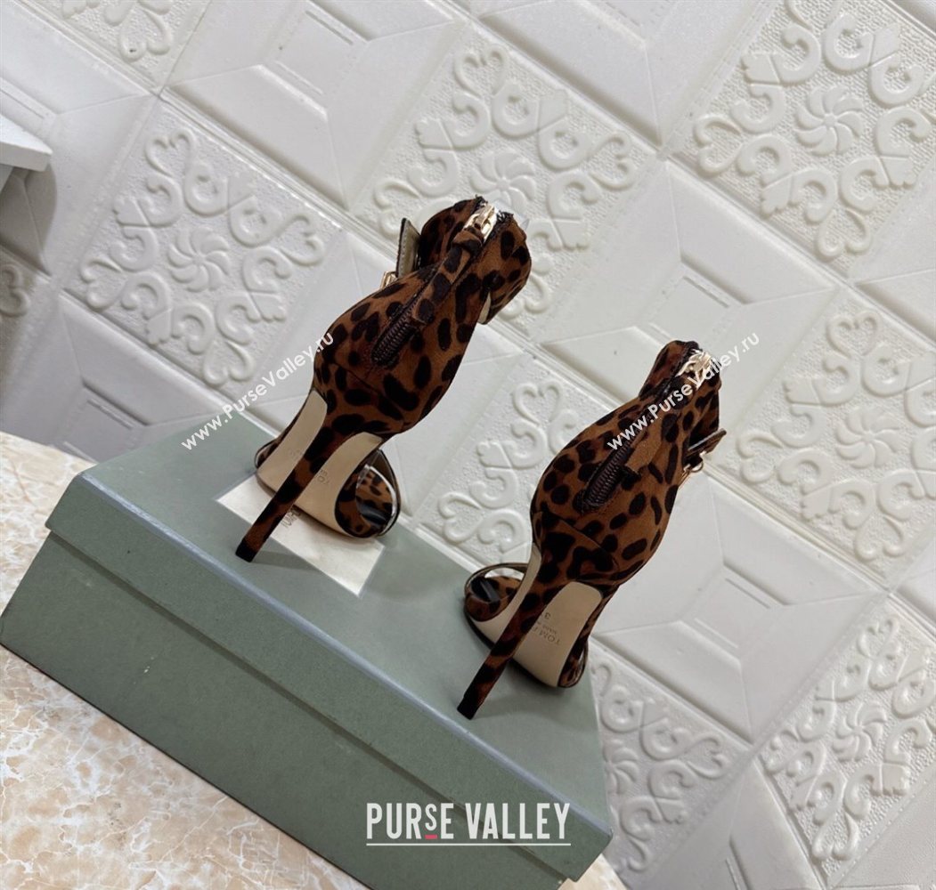Tom Ford Padlock Heel Sandals 10.5cm in Leopard Print Beige 2025 1028 (MD-251028043)