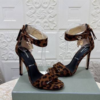 Tom Ford Padlock Heel Sandals 10.5cm in Leopard Print Beige 2025 1028 (MD-251028043)