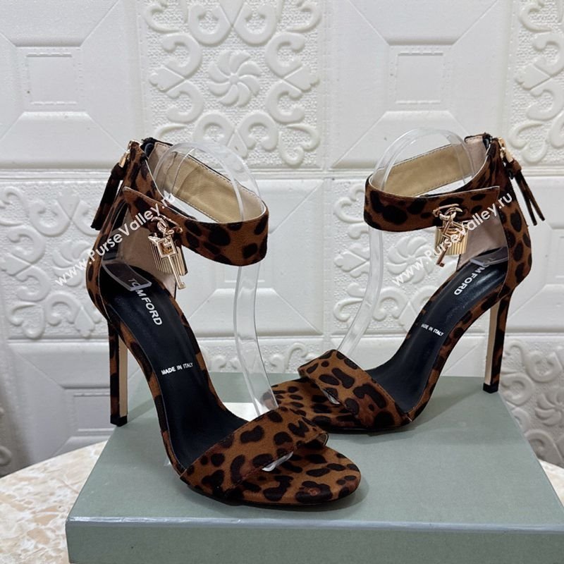 Tom Ford Padlock Heel Sandals 10.5cm in Leopard Print Beige 2025 1028 (MD-251028043)