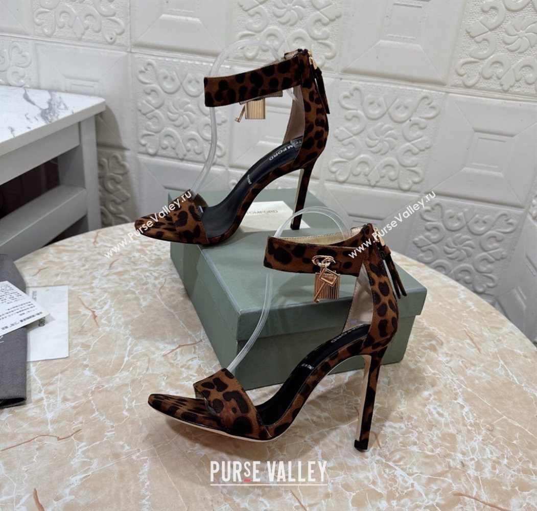 Tom Ford Padlock Heel Sandals 10.5cm in Leopard Print Beige 2025 1028 (MD-251028043)