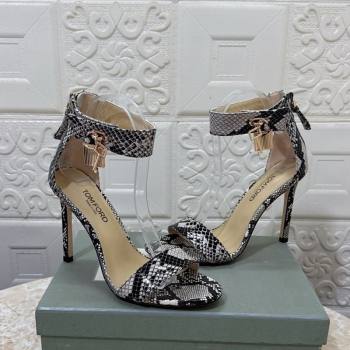 Tom Ford Padlock Heel Sandals 10.5cm in Snakeskin Embossed Leather Grey 2025 1028 (MD-251028044)