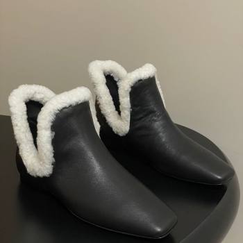 The Row Lambskin and Wool Flat Ankle Boots Black 2025 TR102801 (MD-251028068)