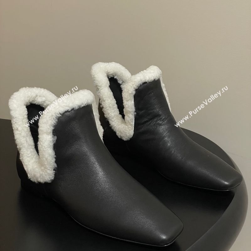 The Row Lambskin and Wool Flat Ankle Boots Black 2025 TR102801 (MD-251028068)