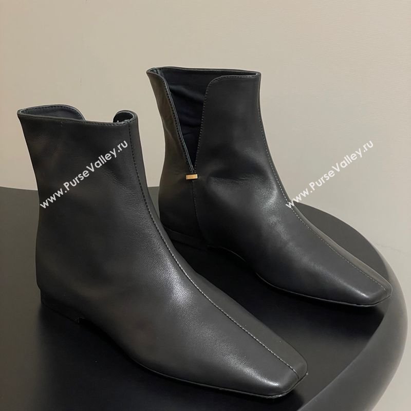 The Row Lambskin Leather Flat Ankle Boots Black 2025 TR102801 (MD-251028066)