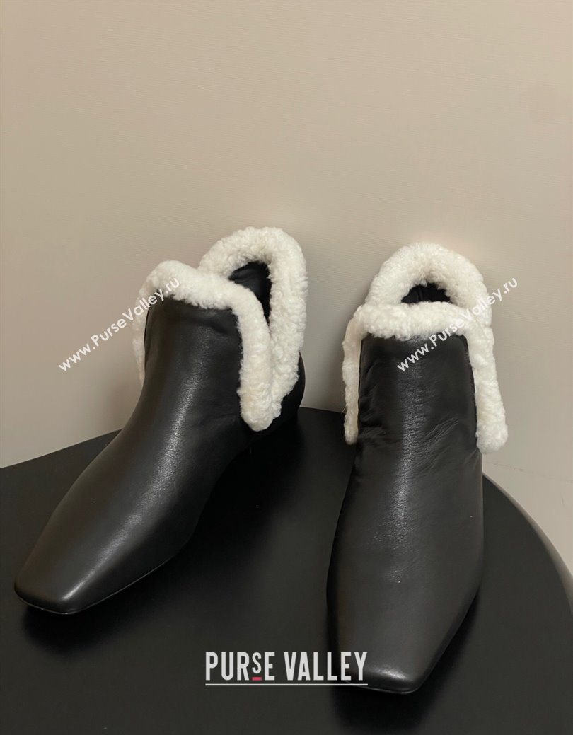The Row Lambskin and Wool Flat Ankle Boots Black 2025 TR102801 (MD-251028068)