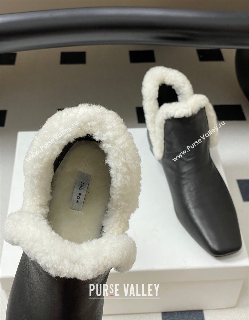 The Row Lambskin and Wool Flat Ankle Boots Black 2025 TR102801 (MD-251028068)