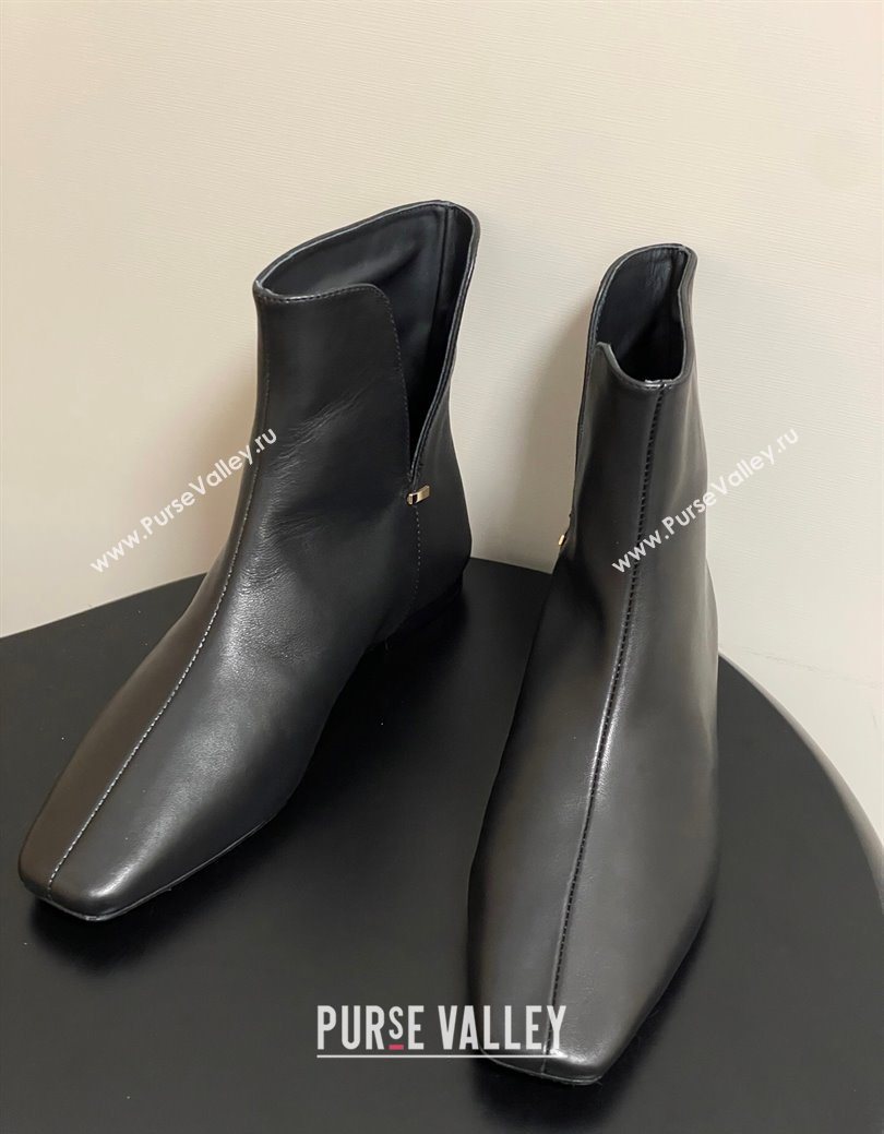The Row Lambskin Leather Flat Ankle Boots Black 2025 TR102801 (MD-251028066)