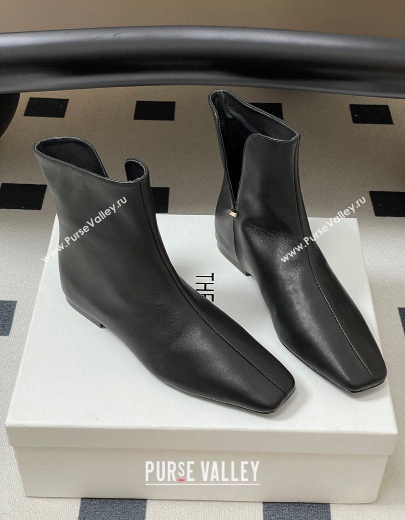 The Row Lambskin Leather Flat Ankle Boots Black 2025 TR102801 (MD-251028066)