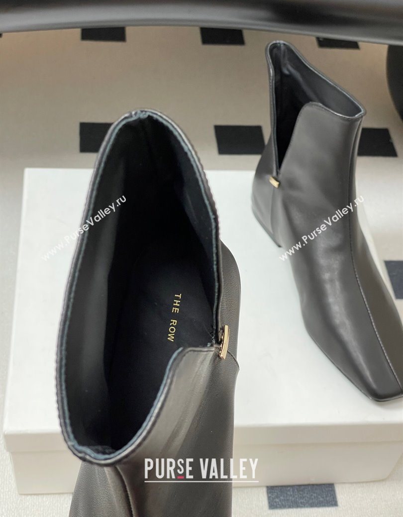 The Row Lambskin Leather Flat Ankle Boots Black 2025 TR102801 (MD-251028066)