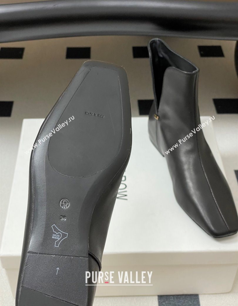 The Row Lambskin Leather Flat Ankle Boots Black 2025 TR102801 (MD-251028066)
