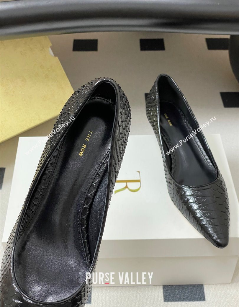 The Row Liisa Kitten Two Pumps 3.5cm in Embossed Leather Black 2025 TR120813 (MD-251208119)