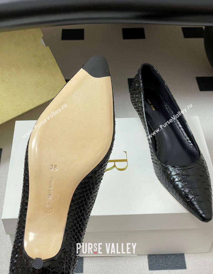 The Row Liisa Kitten Two Pumps 3.5cm in Embossed Leather Black 2025 TR120813 (MD-251208119)