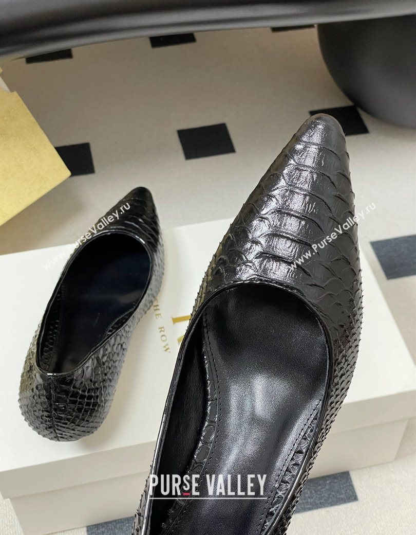 The Row Liisa Kitten Two Pumps 3.5cm in Embossed Leather Black 2025 TR120813 (MD-251208119)