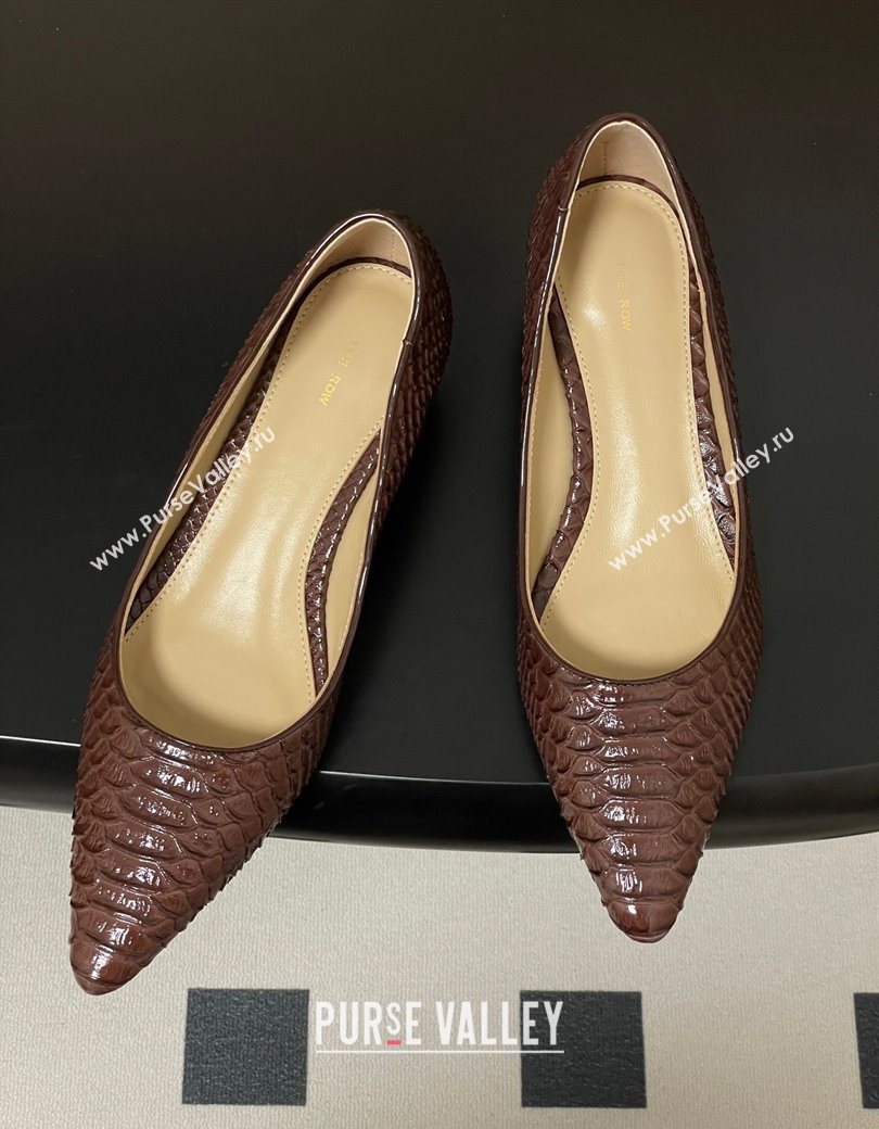 The Row Liisa Kitten Two Pumps 3.5cm in Embossed Leather Brown 2025 TR120813 (MD-251208122)