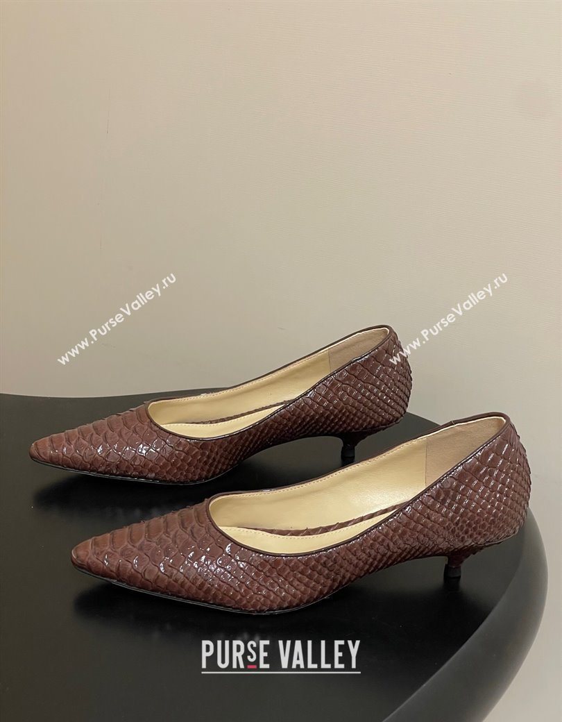 The Row Liisa Kitten Two Pumps 3.5cm in Embossed Leather Brown 2025 TR120813 (MD-251208122)