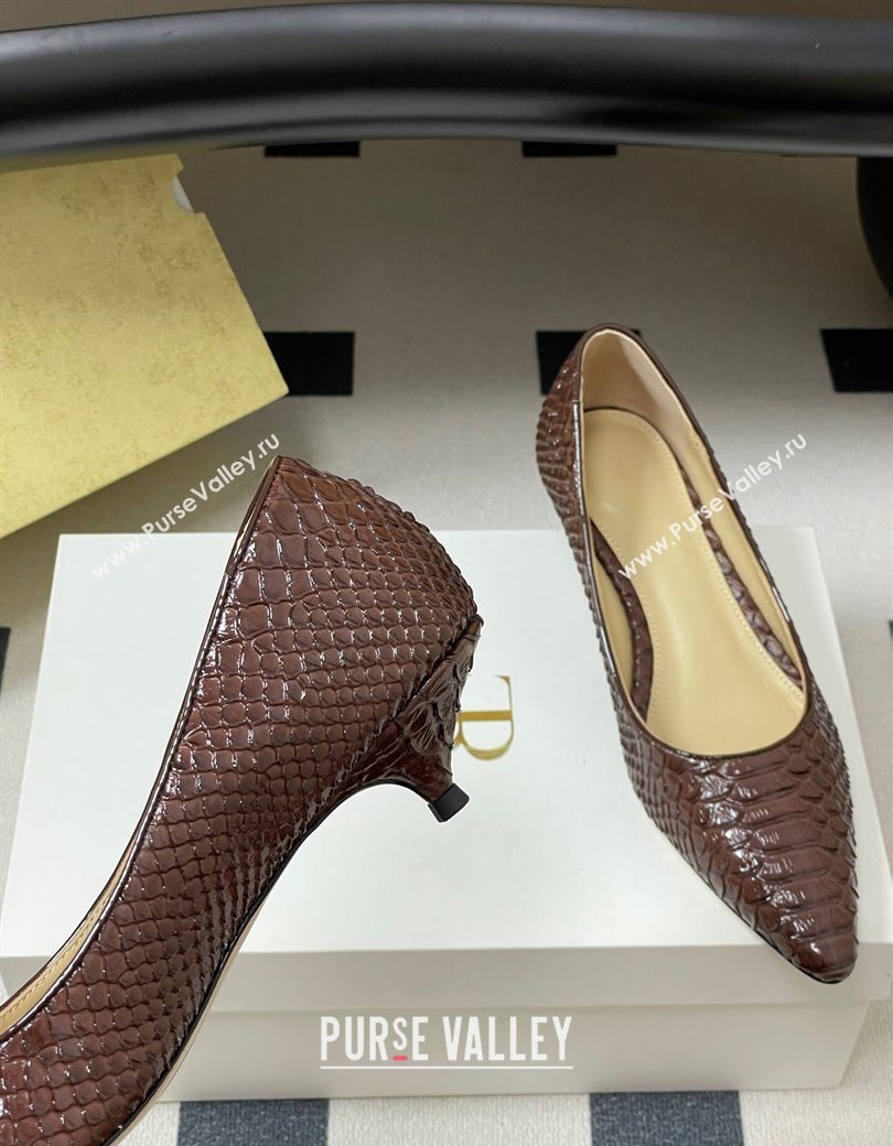 The Row Liisa Kitten Two Pumps 3.5cm in Embossed Leather Brown 2025 TR120813 (MD-251208122)