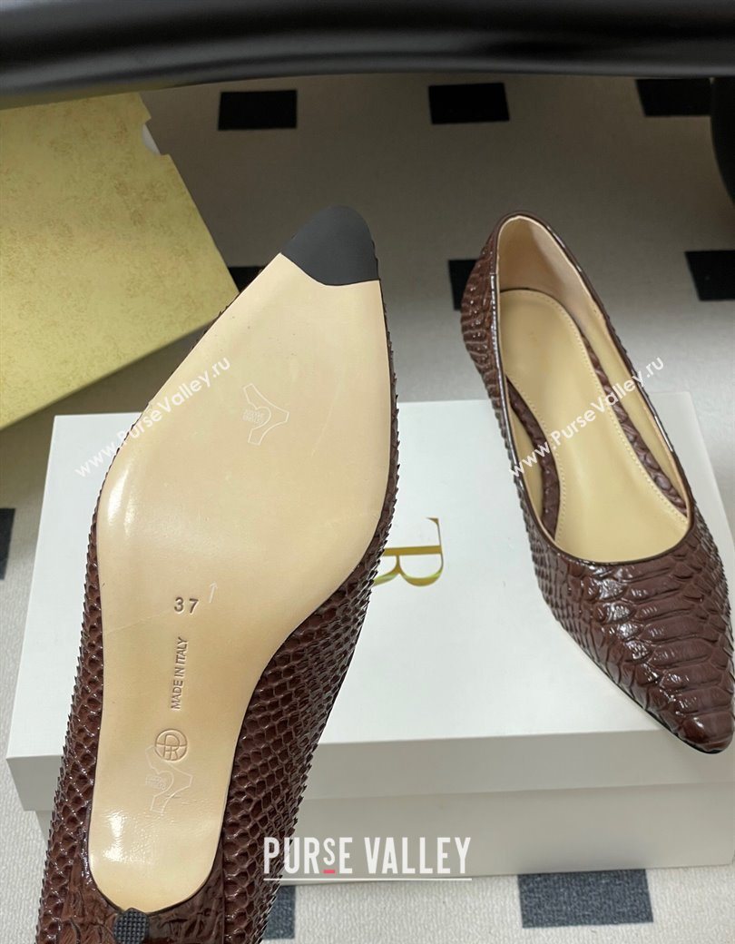 The Row Liisa Kitten Two Pumps 3.5cm in Embossed Leather Brown 2025 TR120813 (MD-251208122)