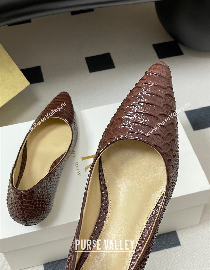The Row Liisa Kitten Two Pumps 3.5cm in Embossed Leather Brown 2025 TR120813 (MD-251208122)