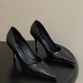 The Row Liisa Two Pumps 8.5cm in Embossed Leather Black 2025 TR120813 (MD-251208124)