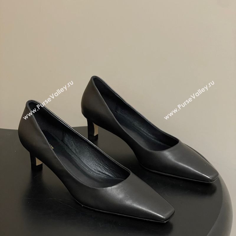 The Row Carla Leather Pumps 4cm in Calf Leather Black 2025 TR120812 (MD-251208110)