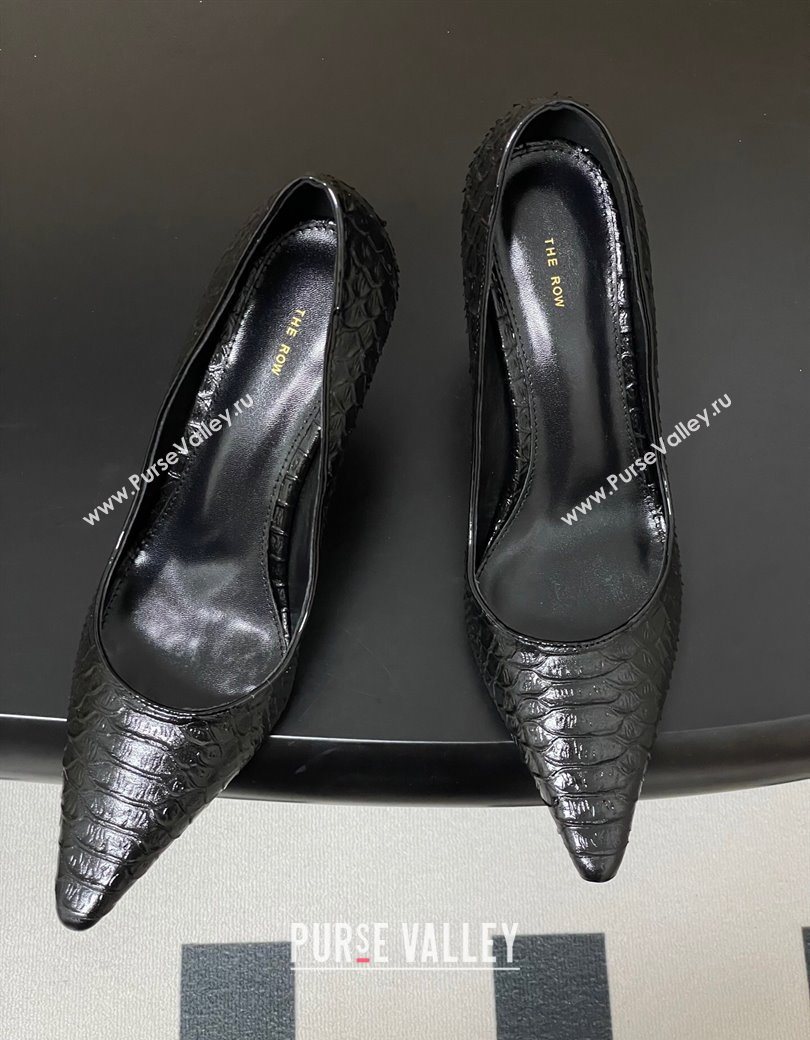 The Row Liisa Two Pumps 8.5cm in Embossed Leather Black 2025 TR120813 (MD-251208124)