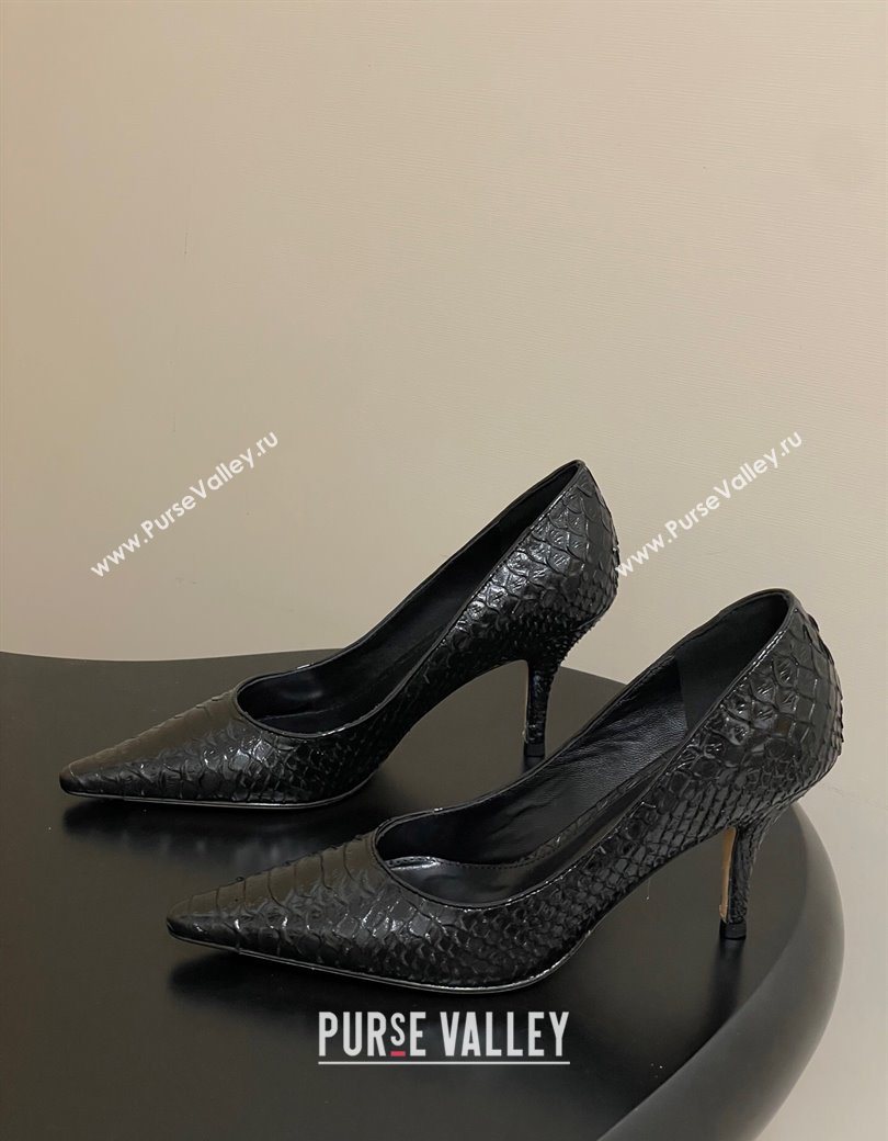 The Row Liisa Two Pumps 8.5cm in Embossed Leather Black 2025 TR120813 (MD-251208124)