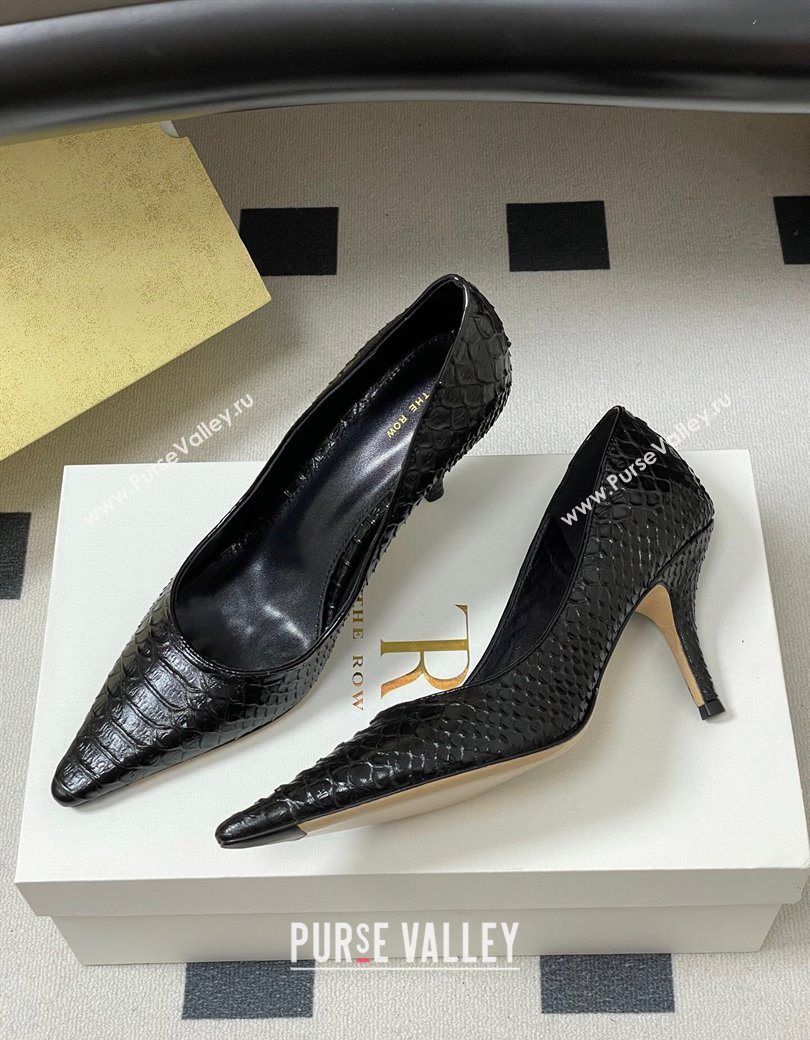 The Row Liisa Two Pumps 8.5cm in Embossed Leather Black 2025 TR120813 (MD-251208124)