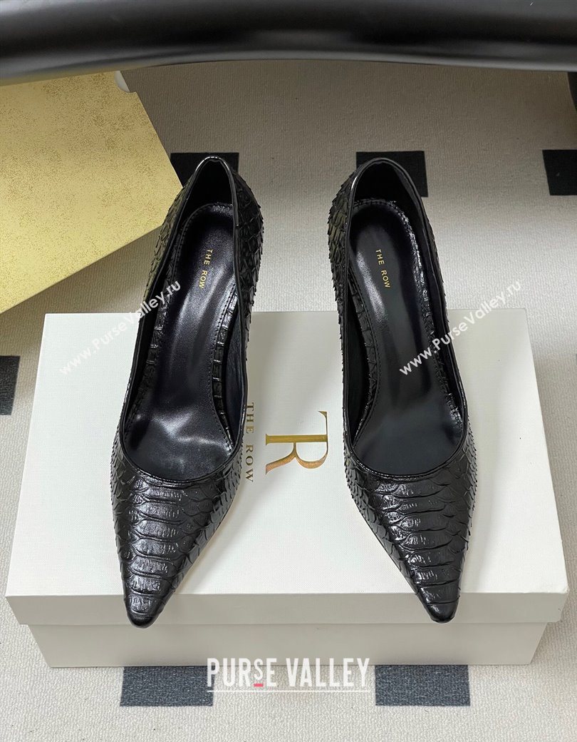 The Row Liisa Two Pumps 8.5cm in Embossed Leather Black 2025 TR120813 (MD-251208124)