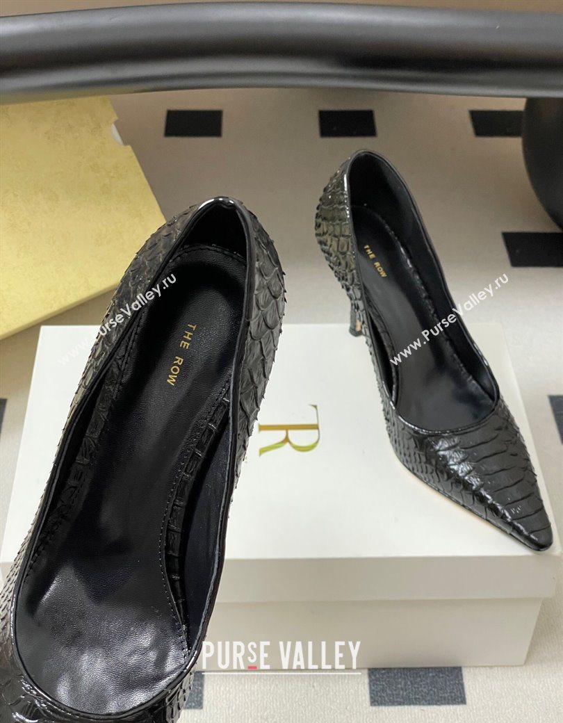 The Row Liisa Two Pumps 8.5cm in Embossed Leather Black 2025 TR120813 (MD-251208124)