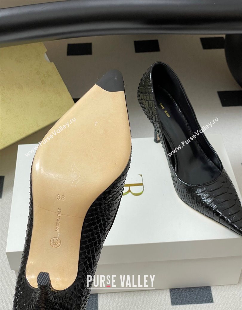 The Row Liisa Two Pumps 8.5cm in Embossed Leather Black 2025 TR120813 (MD-251208124)