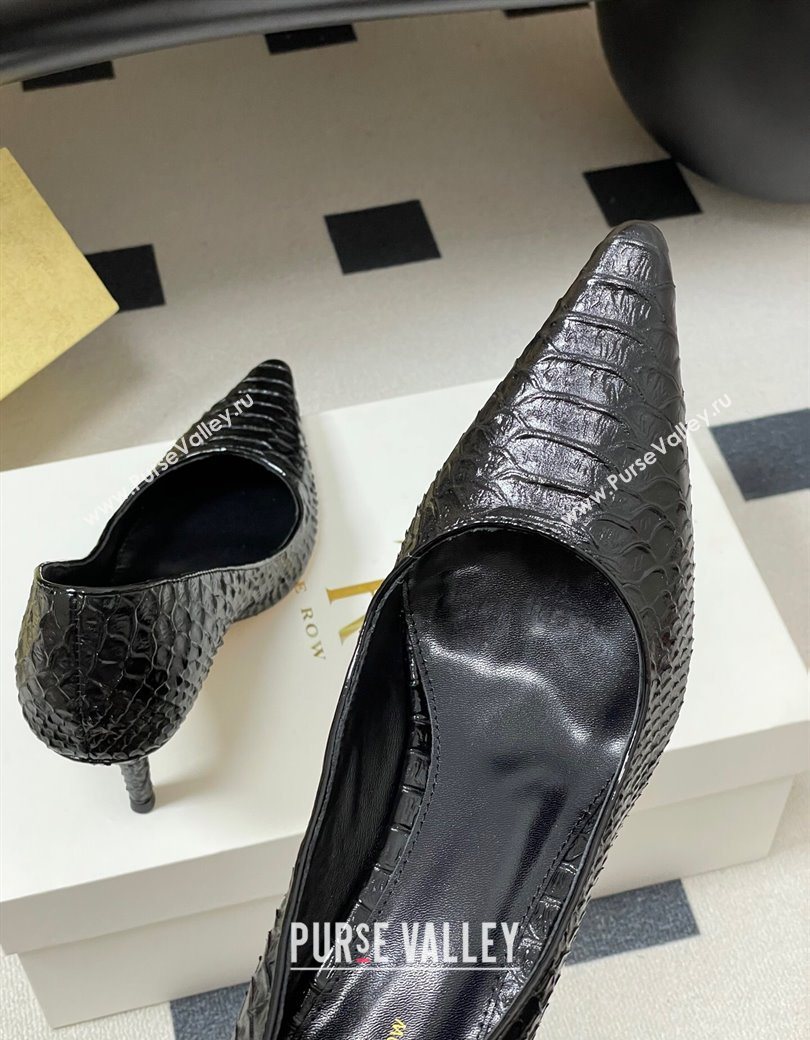 The Row Liisa Two Pumps 8.5cm in Embossed Leather Black 2025 TR120813 (MD-251208124)