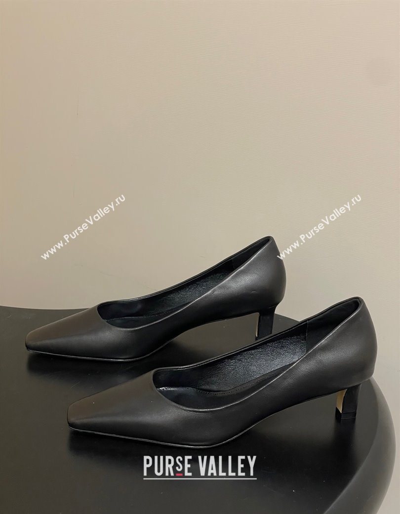 The Row Carla Leather Pumps 4cm in Calf Leather Black 2025 TR120812 (MD-251208110)