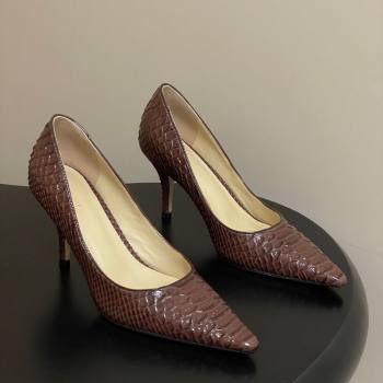 The Row Liisa Two Pumps 8.5cm in Embossed Leather Brown 2025 TR120813 (MD-251208127)
