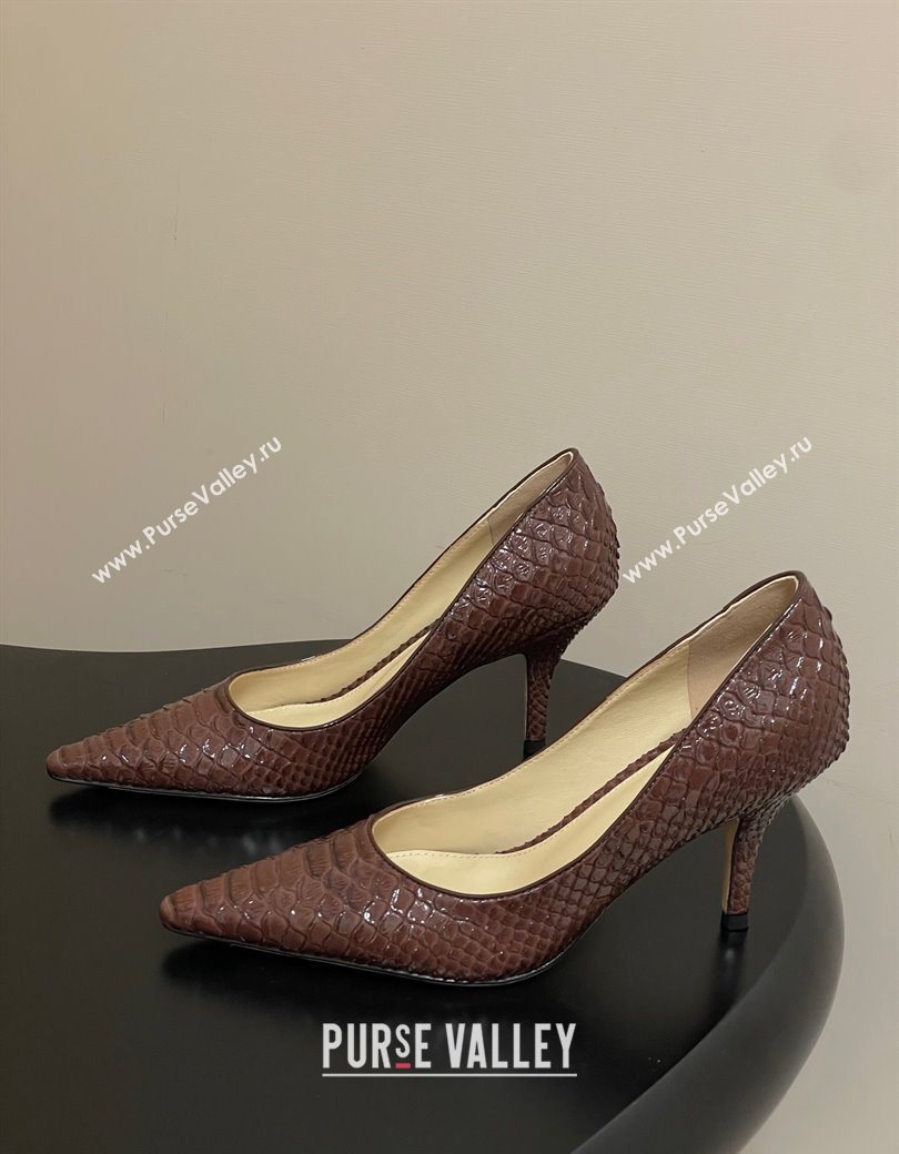 The Row Liisa Two Pumps 8.5cm in Embossed Leather Brown 2025 TR120813 (MD-251208127)