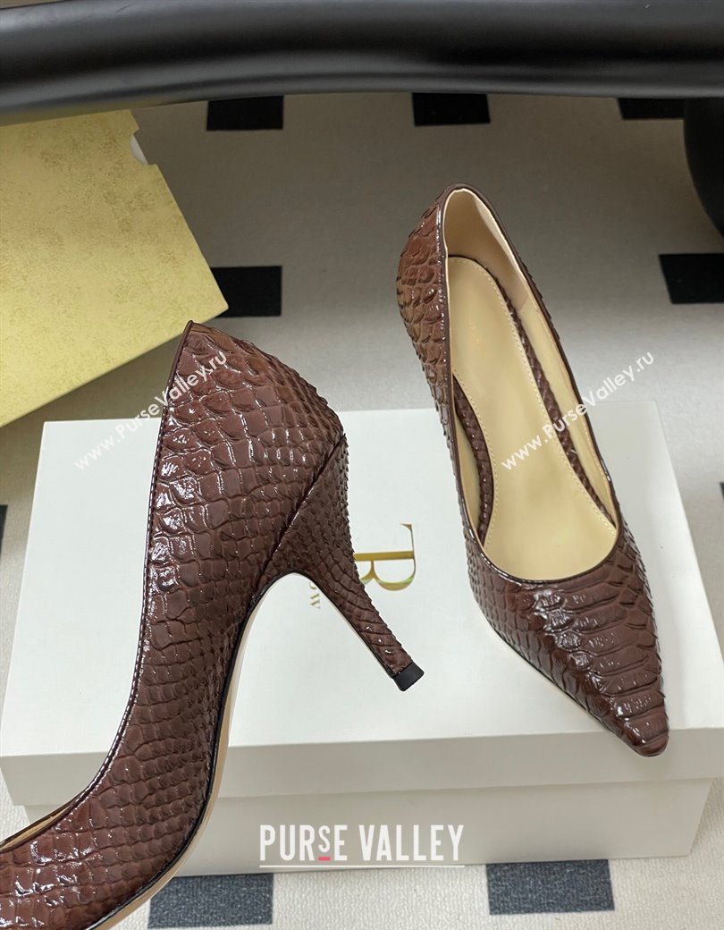 The Row Liisa Two Pumps 8.5cm in Embossed Leather Brown 2025 TR120813 (MD-251208127)