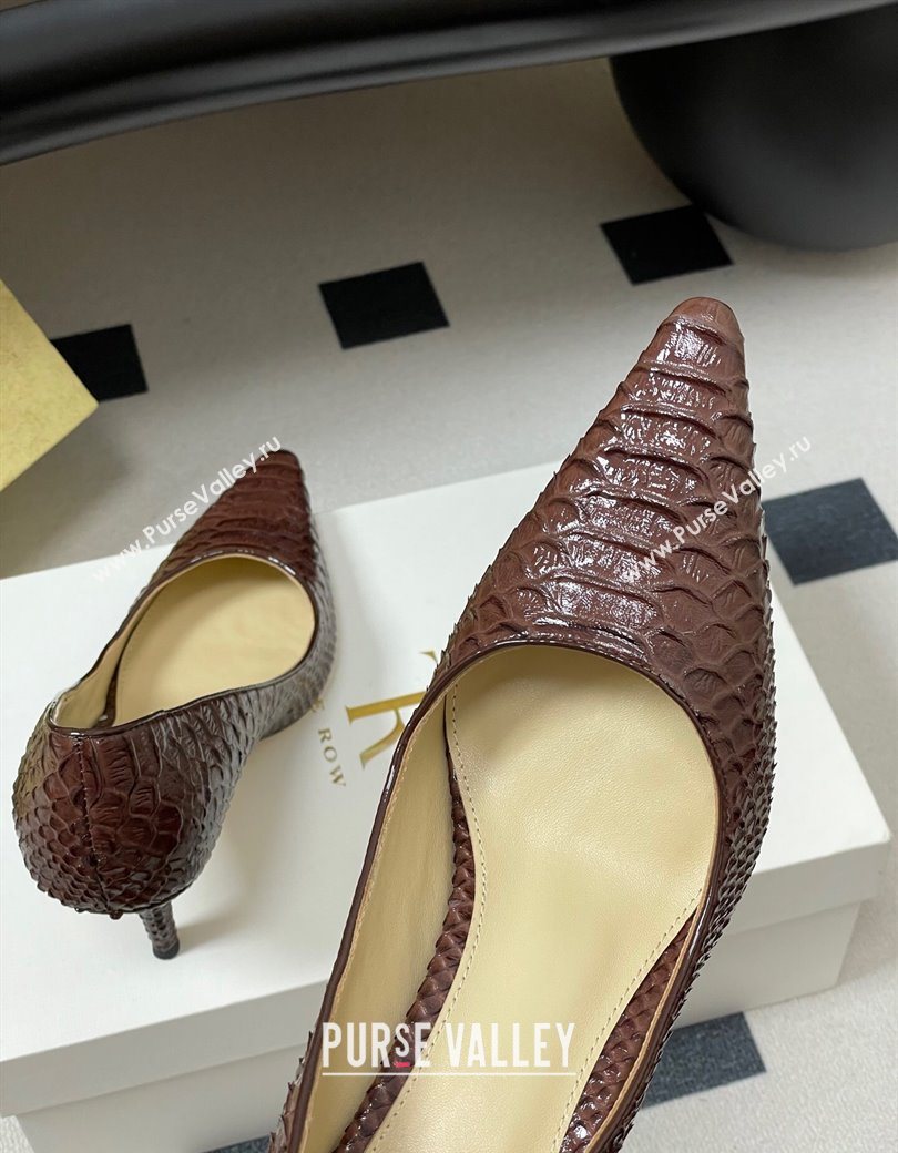 The Row Liisa Two Pumps 8.5cm in Embossed Leather Brown 2025 TR120813 (MD-251208127)