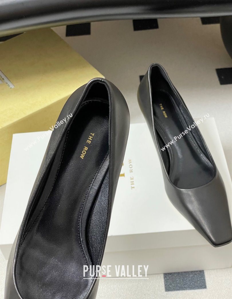 The Row Carla Leather Pumps 4cm in Calf Leather Black 2025 TR120812 (MD-251208110)
